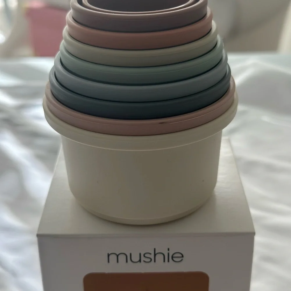Mushie Baby Care Set in Blue and Cream